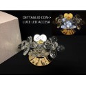 Coppia farfalle cristallo con placca 50° su base metallo e luce LED con scatola. CM 12 H 7 MADE IN ITALY
