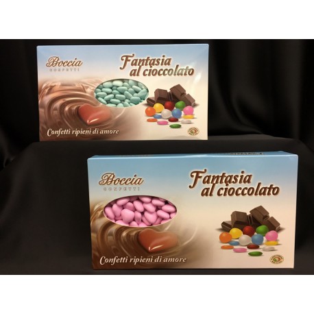 Confetti cioccolato fondente, cuoricini mignon rosa o azzurri KG 1