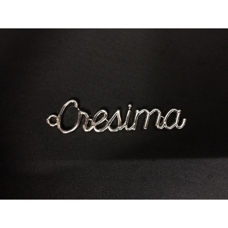 Ciondolo scritta "Cresima" in metallo. CM 4.5x1