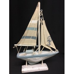 Barca con piedistallo in legno e vela tessuto. H 22.5