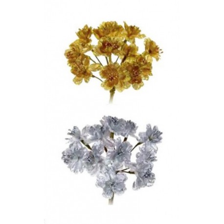 Mazzo 6 fiore oro e argento lurex. Diam. 3.4