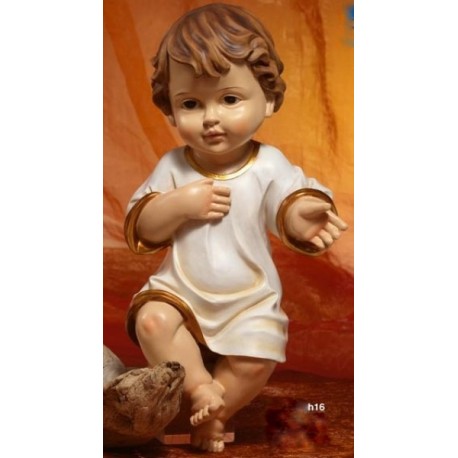 Gesù Bambino vestito in resina (steso) H 16
