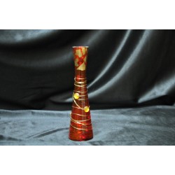 Vasetto rosso con dettagli pietre oro cm 15