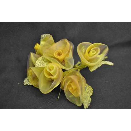 Rose girate in organza bicolor mazzo 6 pz