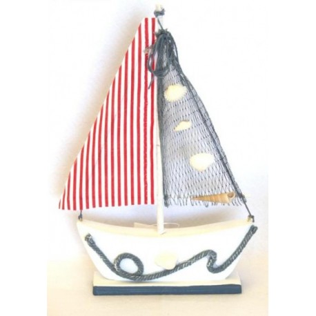 Barca in legno con vela in tessuto+rete h.28