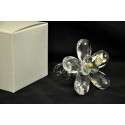 Fiore cristallo con torciglione vetro e placca 50°, CM 7.5x7.5 L. 10 con scatola.MADE IN ITALY